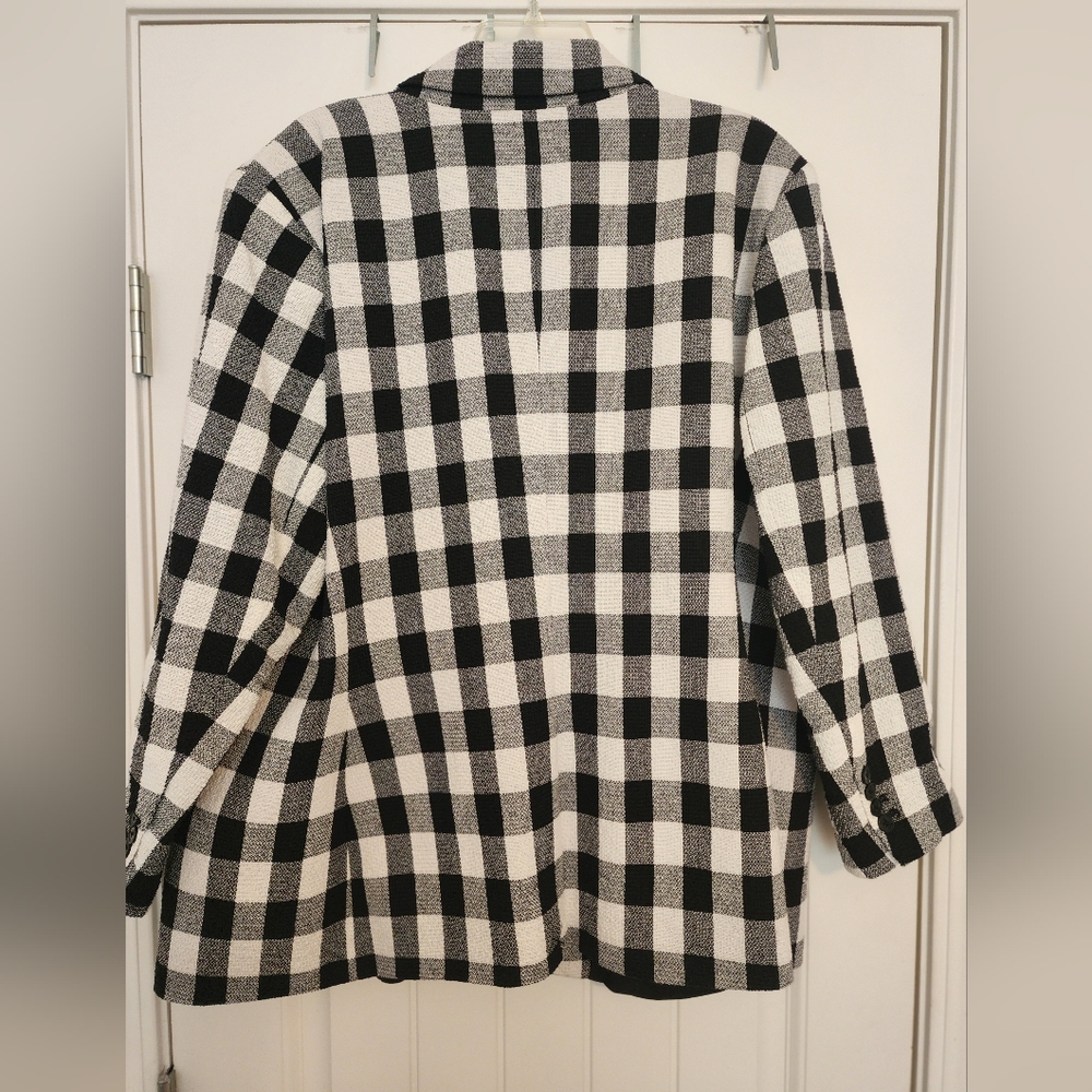 Halogen Women's Black and White Checkered Blazer Houndstooth Size 20W Academia - Picture 5 of 10